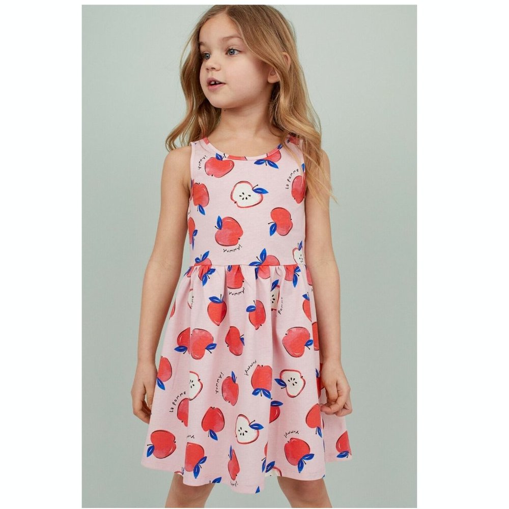 H&M Girls Ladybug Apple Patterned Jersey Dress